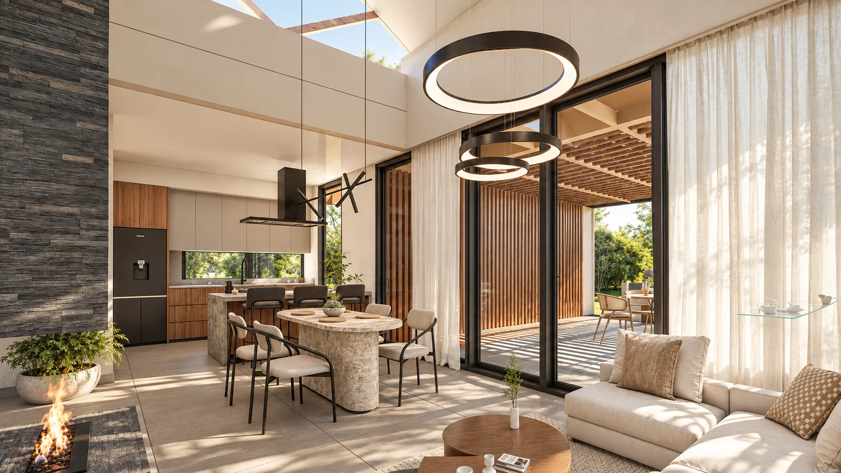Sala que se abre a la terraza del proyecto
